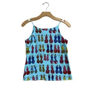 Vintage Y2K B Moss Printed Cami Tank Top Built In Bra Colorful Sz M